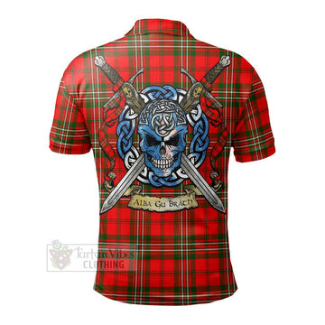 Langlands Tartan Polo Shirt with Family Crest Celtic Skull Style