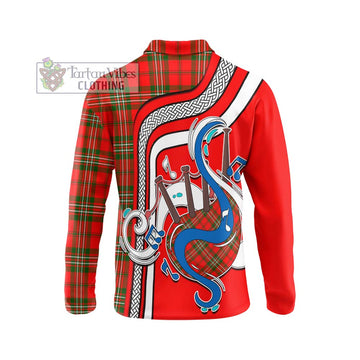 Langlands Tartan Long Sleeve Polo Shirt with Epic Bagpipe Style