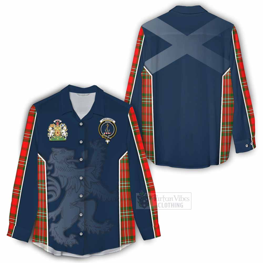 Tartan Vibes Clothing Langlands Tartan Women's Casual Shirt with Family Crest and Lion Rampant Vibes Sport Style