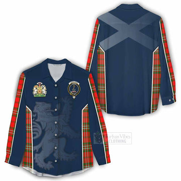 Langlands Tartan Women's Casual Shirt with Family Crest and Lion Rampant Vibes Sport Style