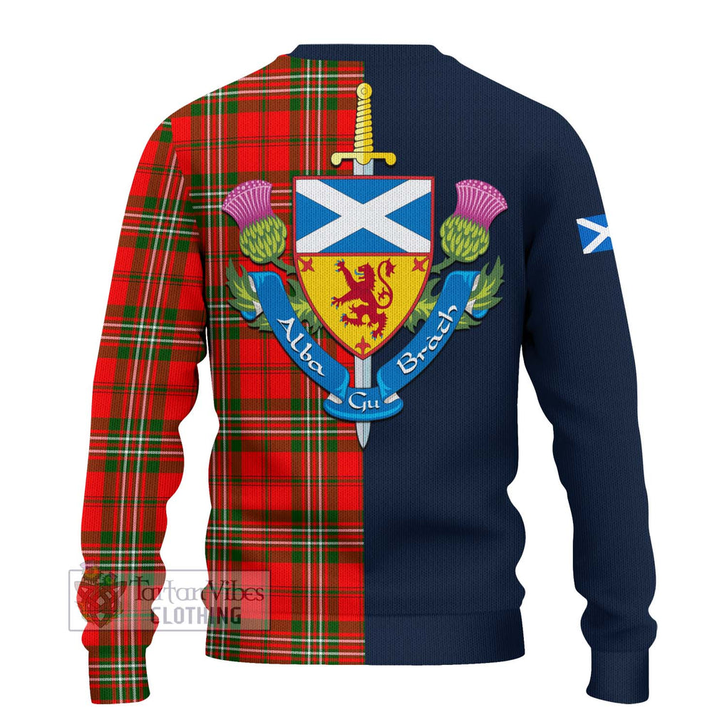 Tartan Vibes Clothing Langlands Tartan Knitted Sweater with Scottish Lion Royal Arm Half Style