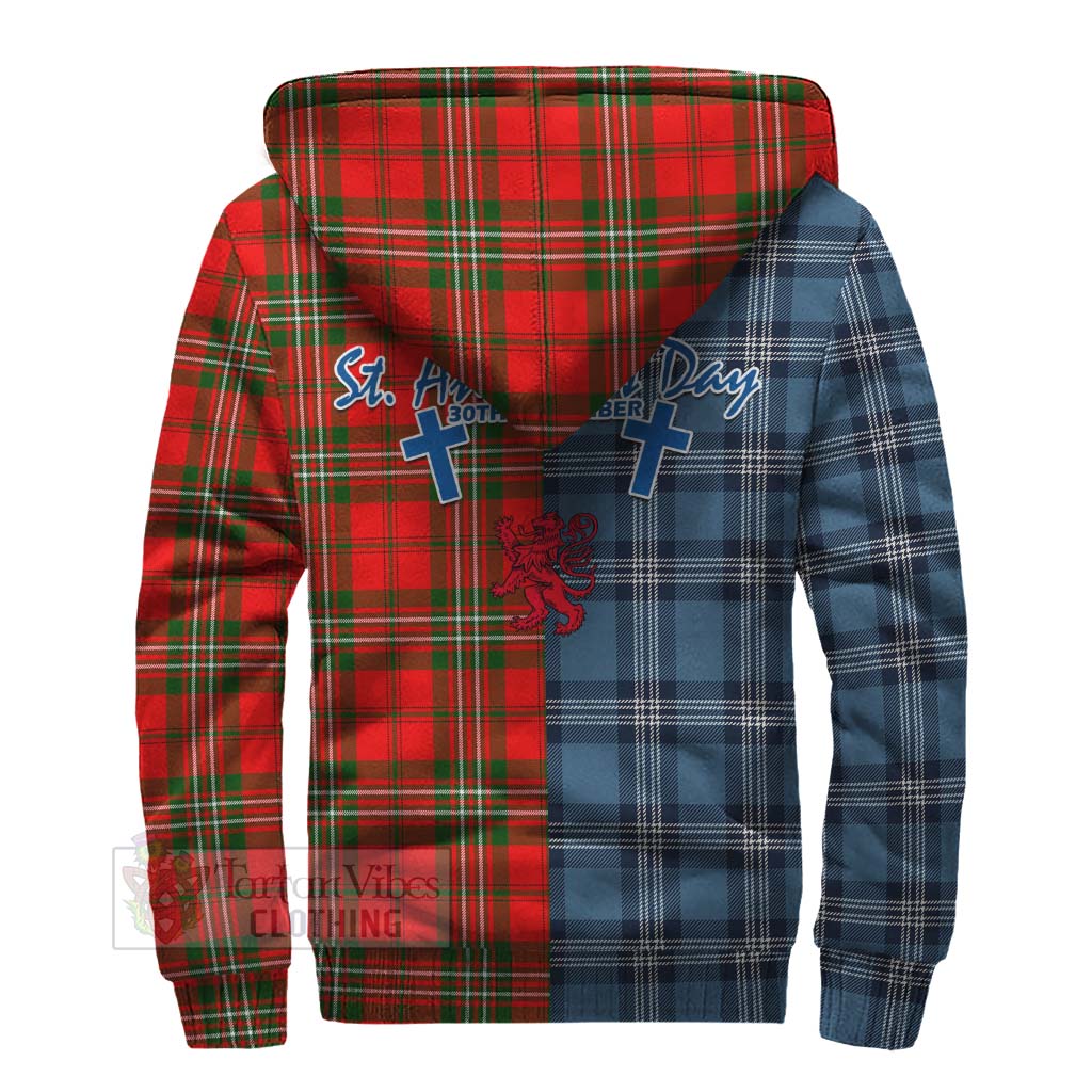 Tartan Vibes Clothing Langlands Tartan Sherpa Hoodie Happy St. Andrew's Day Half Tartan Style