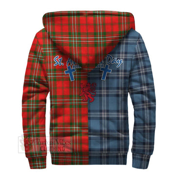 Langlands Tartan Sherpa Hoodie Happy St. Andrew's Day Half Tartan Style