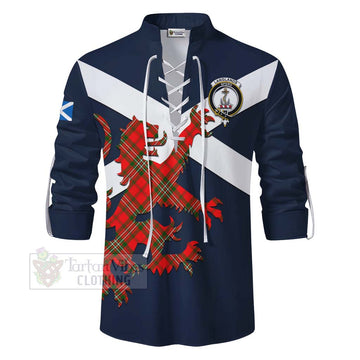 Langlands Tartan Lion Rampant Ghillie Kilt Shirt Proudly Display Your Heritage with Alba Gu Brath and Clan Name