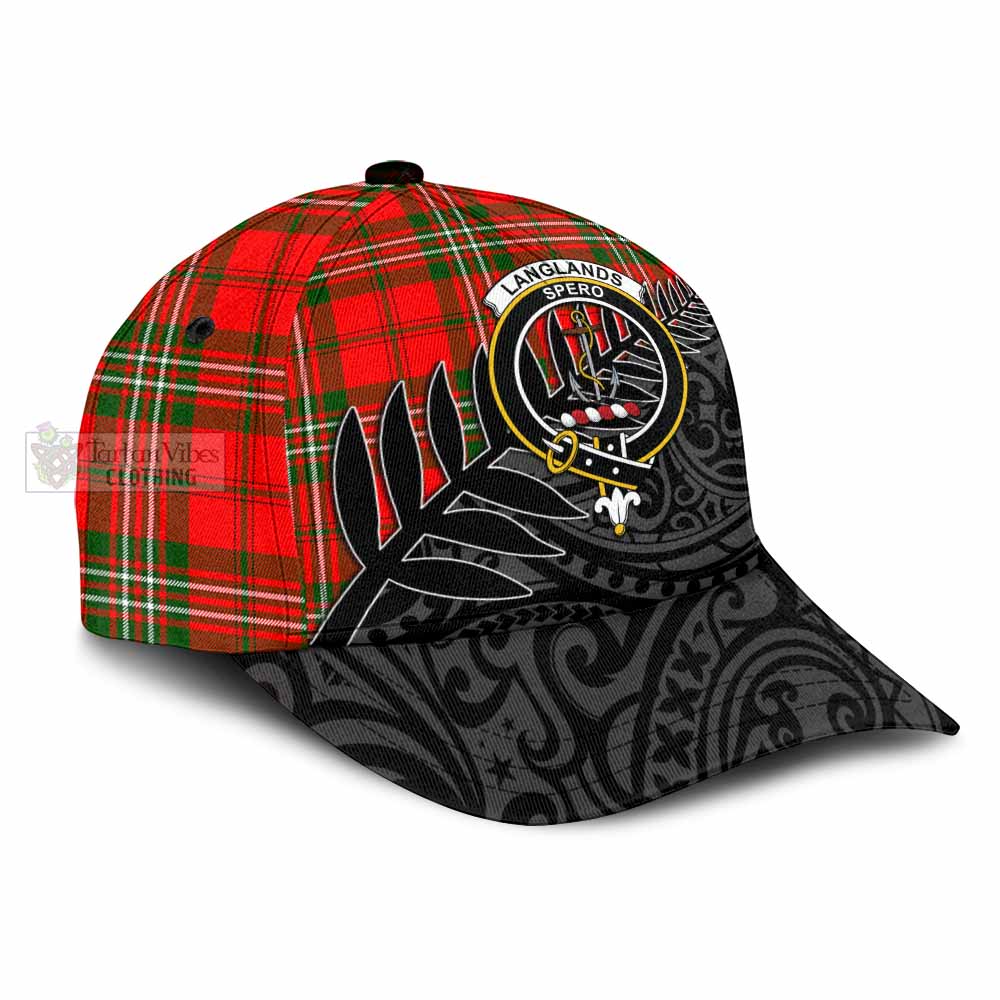 Tartan Vibes Clothing Langlands Tartan Classic Cap with New Zealand Silver Fern Half Style