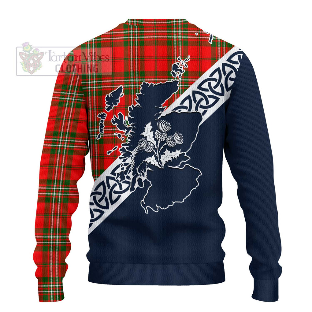 Tartan Vibes Clothing Langlands Tartan Knitted Sweater Featuring Thistle and Scotland Map