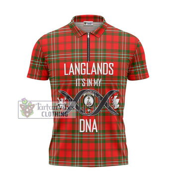 Langlands Tartan Zipper Polo Shirt with Family Crest DNA In Me Style