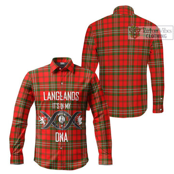 Langlands Tartan Long Sleeve Button Shirt with Family Crest DNA In Me Style