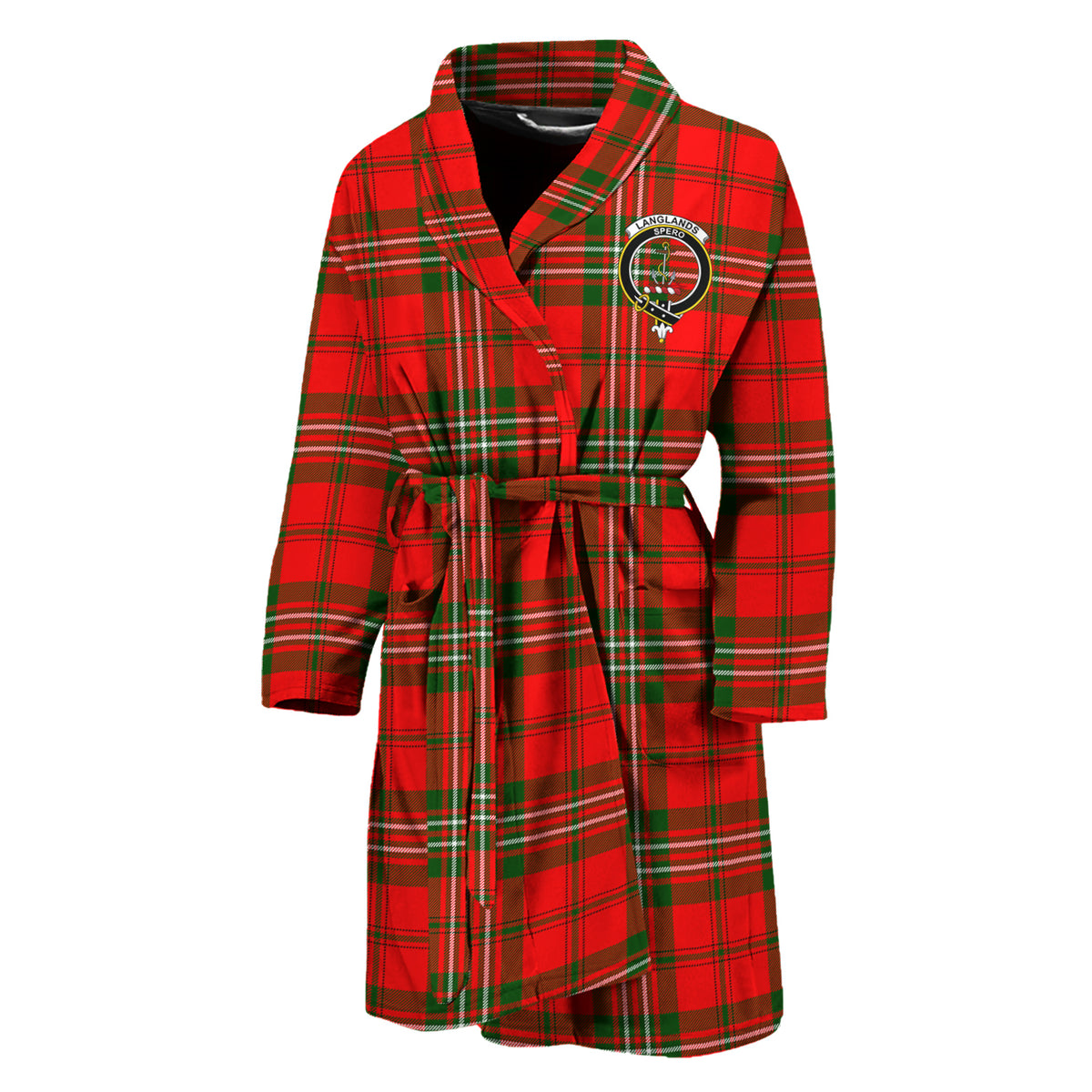 Langlands Tartan Bathrobe with Family Crest Unisex M - Tartan Vibes Clothing