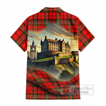Langlands Tartan Family Crest Hawaiian Shirt with Scottish Ancient Castle Style - Tartan Vibes Clothing