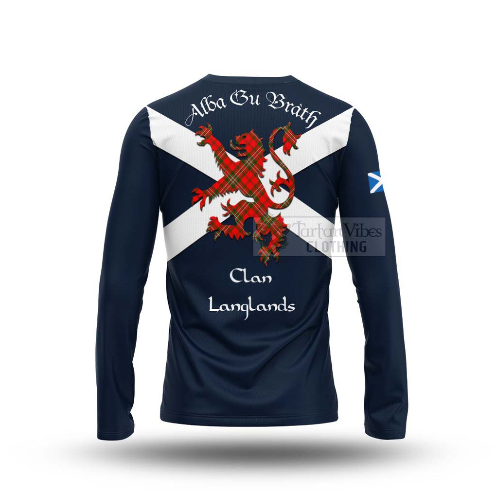 Tartan Vibes Clothing Langlands Tartan Lion Rampant Long Sleeve T-Shirt – Proudly Display Your Heritage with Alba Gu Brath and Clan Name