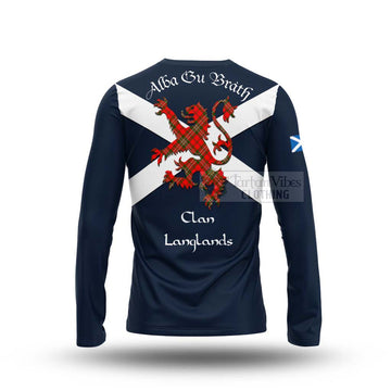 Langlands Tartan Lion Rampant Long Sleeve T-Shirt  Proudly Display Your Heritage with Alba Gu Brath and Clan Name