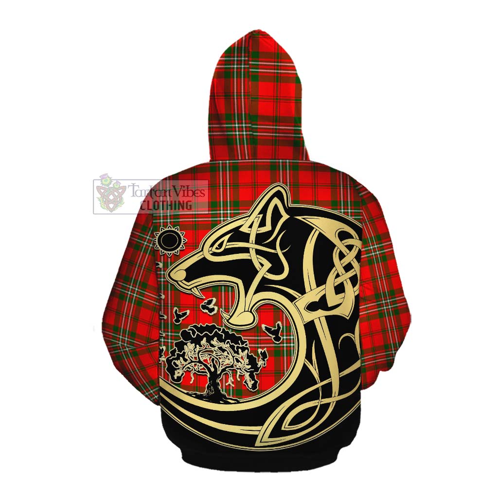 Tartan Vibes Clothing Langlands Tartan Cotton Hoodie with Family Crest Celtic Wolf Style