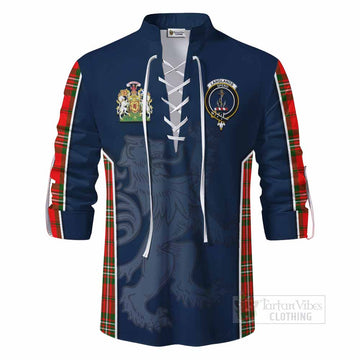 Langlands Tartan Ghillie Kilt Shirt with Family Crest and Lion Rampant Vibes Sport Style