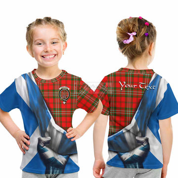 Langlands Tartan Kid T-Shirt with Family Crest Scotland Patriotic Style