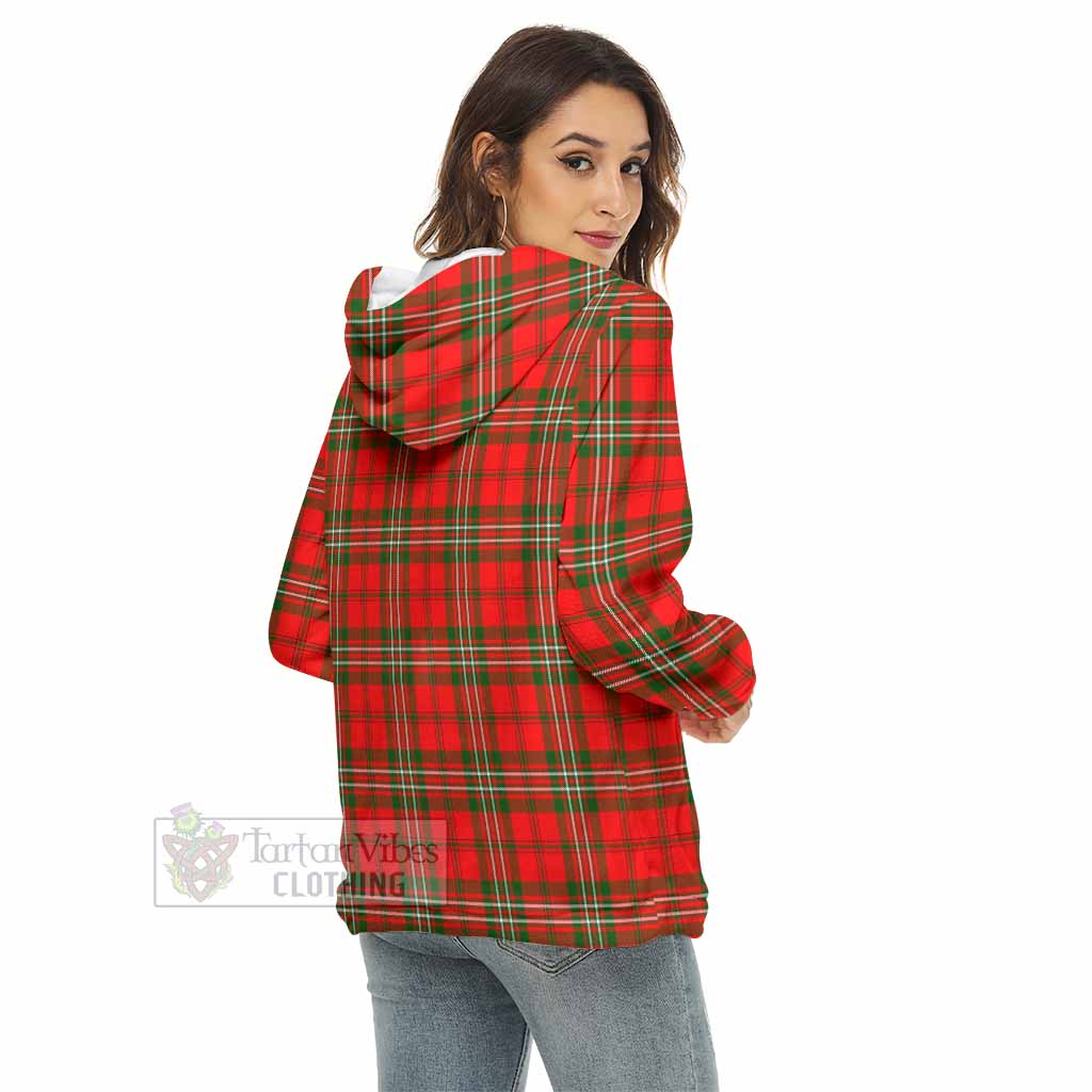 Tartan Vibes Clothing Langlands Tartan Crest Women's Borg  Half Zip Fleece Hoodie