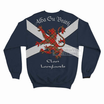 Langlands Tartan Lion Rampant Sweatshirt  Proudly Display Your Heritage with Alba Gu Brath and Clan Name