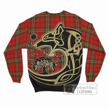 Langlands Tartan Sweatshirt with Family Crest Celtic Wolf Style