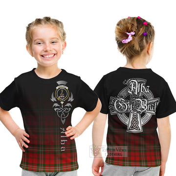 Langlands Tartan Kid T-Shirt Featuring Alba Gu Brath Family Crest Celtic Inspired