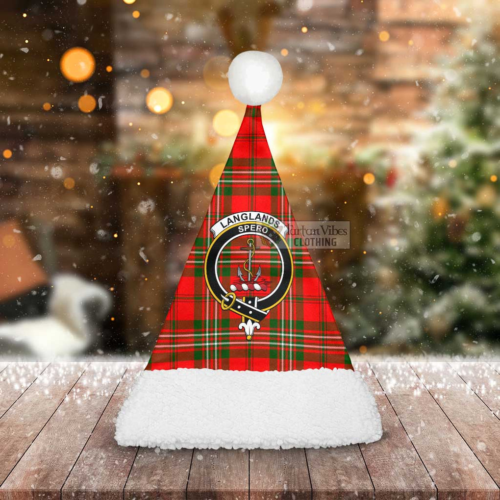 Tartan Vibes Clothing Langlands Tartan Christmas Santa Hats with Family Crest