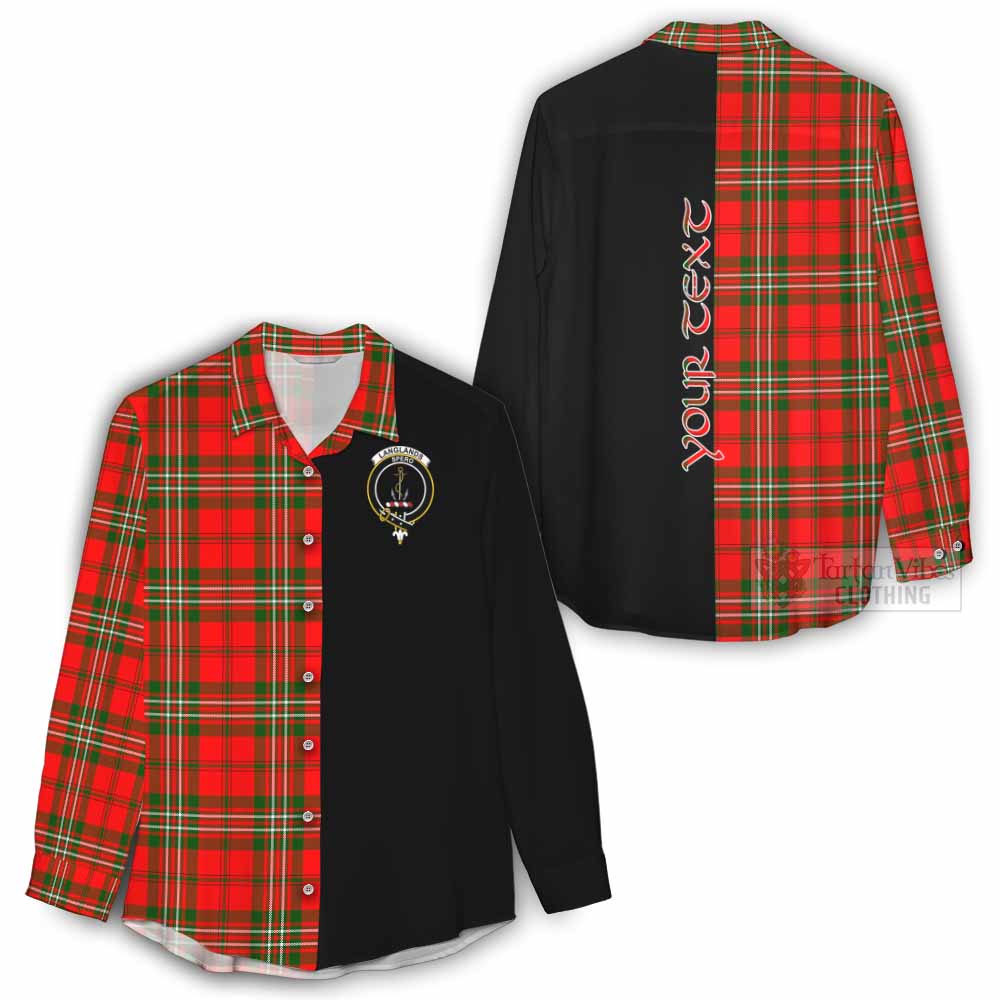 Tartan Vibes Clothing Langlands Tartan Women's Casual Shirt with Family Crest and Half Of Me Style