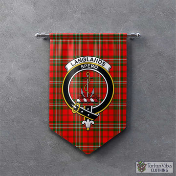 Langlands Tartan Gonfalon, Tartan Banner with Family Crest