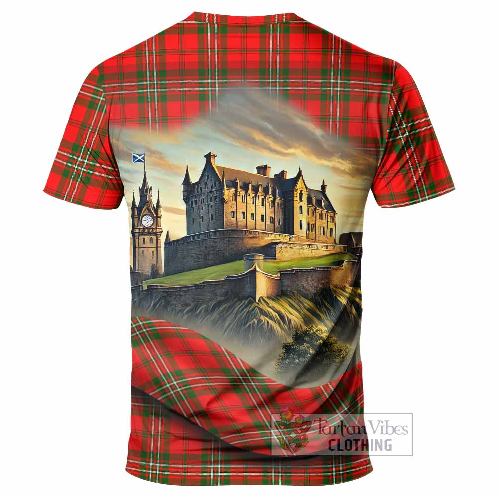 Langlands Tartan Family Crest T-Shirt with Scottish Ancient Castle Style - Tartan Vibes Clothing