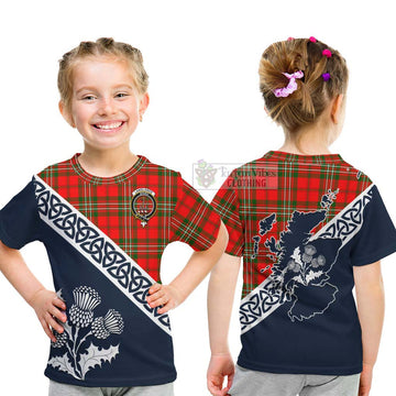 Langlands Tartan Kid T-Shirt Featuring Thistle and Scotland Map