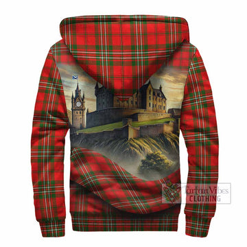 Langlands Tartan Family Crest Sherpa Hoodie with Scottish Ancient Castle Style - Tartan Vibes Clothing
