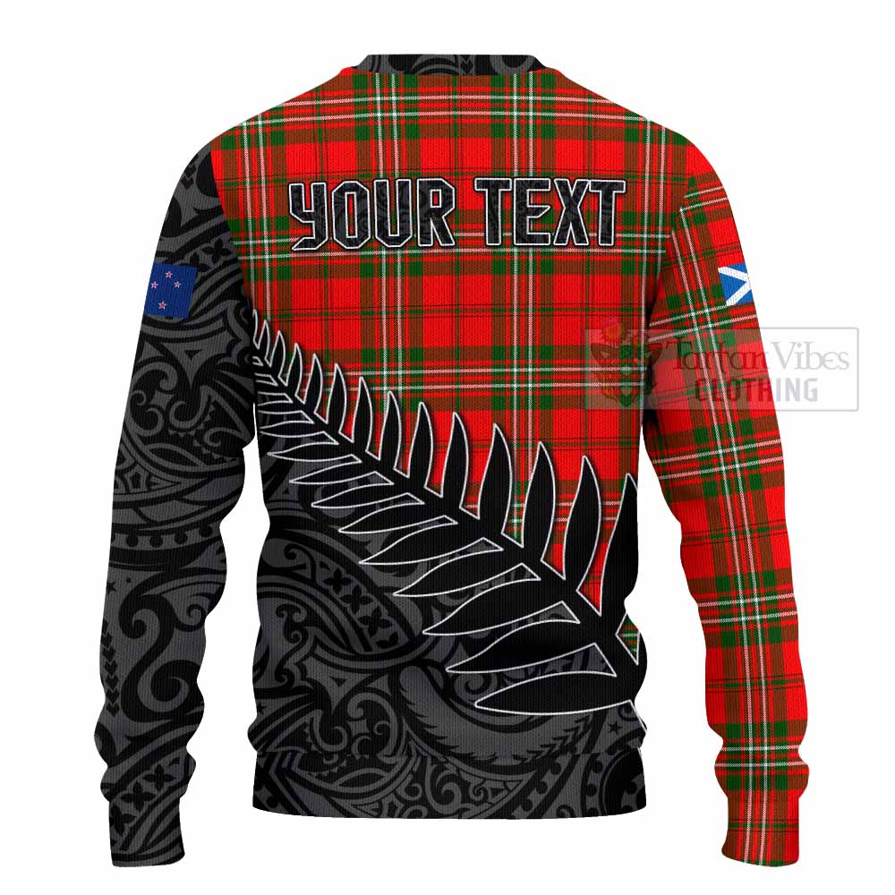 Tartan Vibes Clothing Langlands Crest Tartan Knitted Sweater with New Zealand Silver Fern Half Style