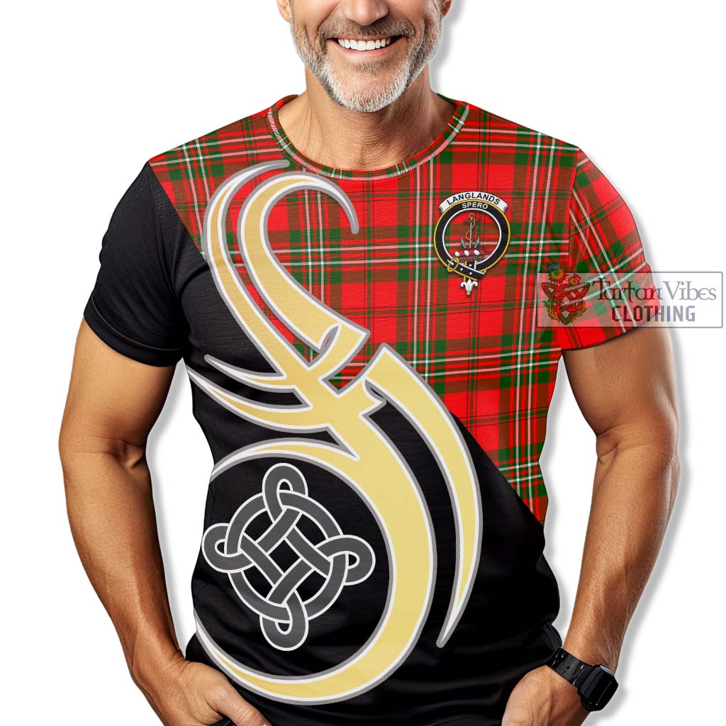 Tartan Vibes Clothing Langlands Tartan T-Shirt with Family Crest and Celtic Symbol Style