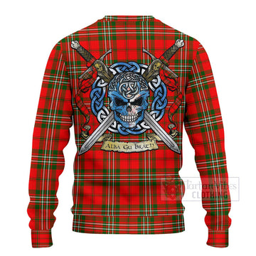 Langlands Tartan Ugly Sweater with Family Crest Celtic Skull Style