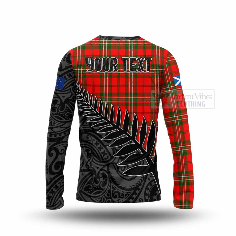 Tartan Vibes Clothing Langlands Crest Tartan Long Sleeve T-Shirt with New Zealand Silver Fern Half Style