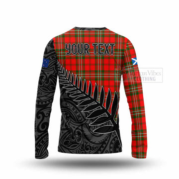 Langlands Crest Tartan Long Sleeve T-Shirt with New Zealand Silver Fern Half Style