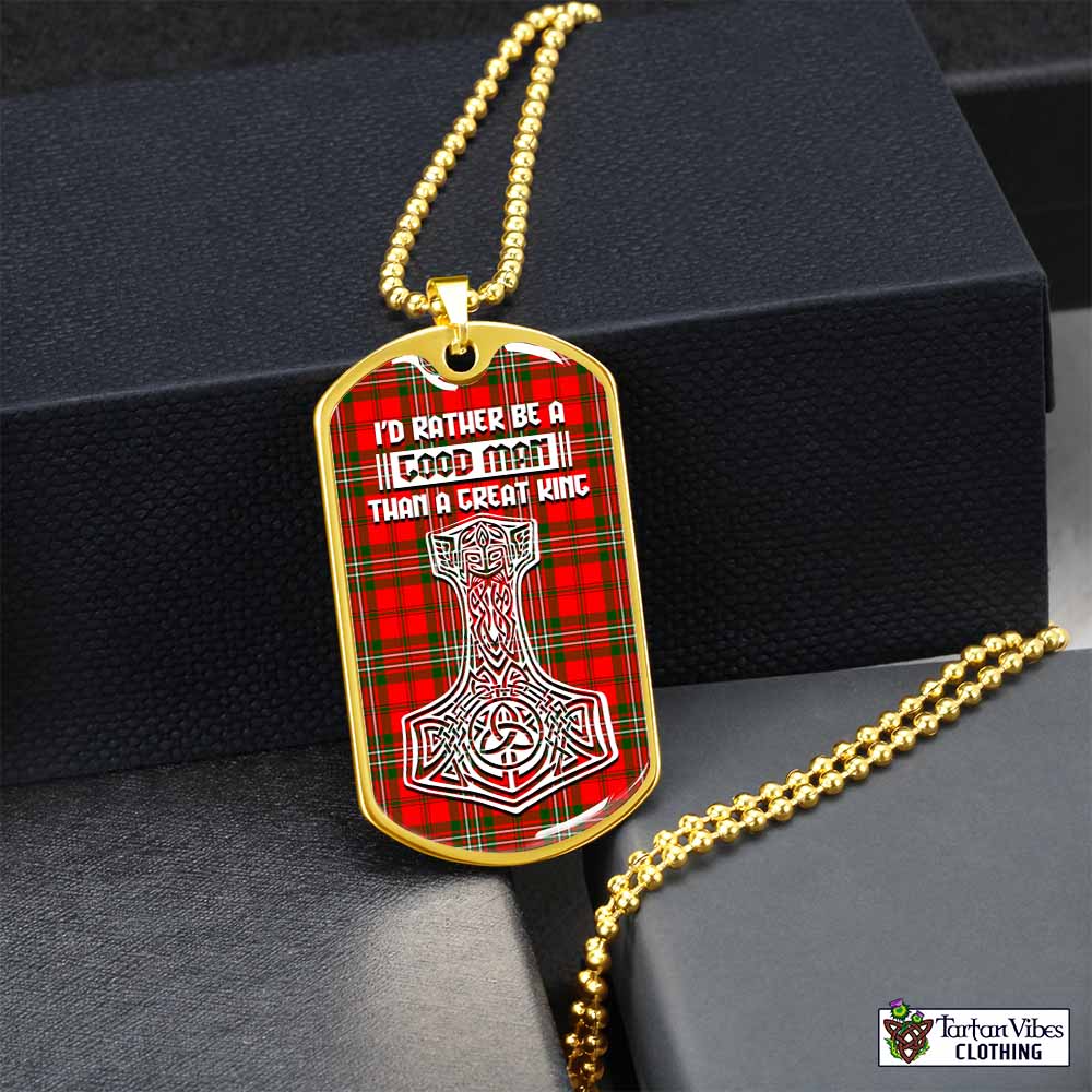 Tartan Vibes Clothing Langlands Tartan Dog Tag Necklace Viking Mjolnir Style