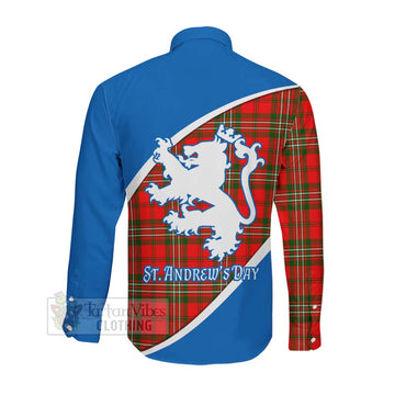 Langlands Family Crest Tartan Long Sleeve Button Shirt Celebrate Saint Andrew's Day in Style