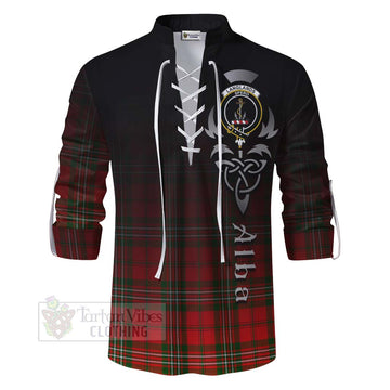 Langlands Tartan Ghillie Kilt Shirt Featuring Alba Gu Brath Family Crest Celtic Inspired