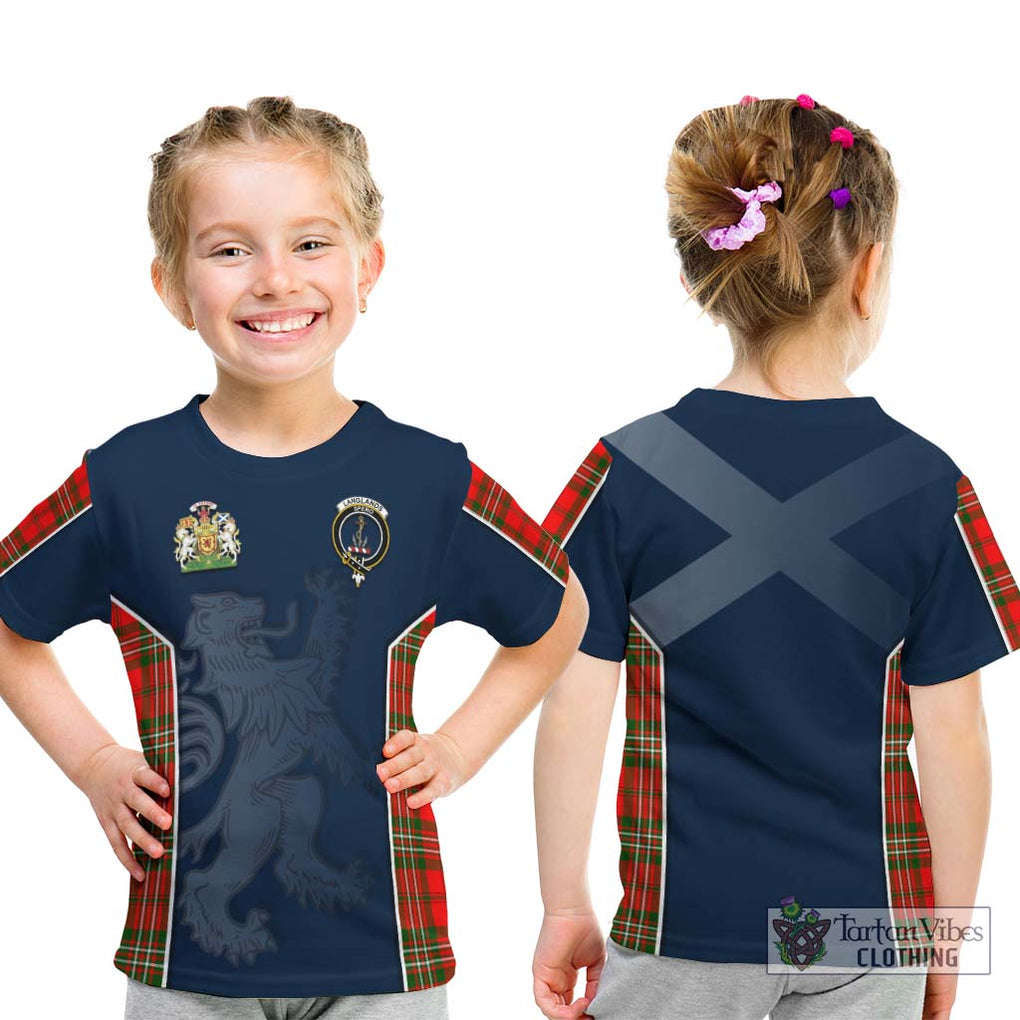 Langlands Tartan Kid T-Shirt with Family Crest and Lion Rampant Vibes Sport Style - Tartan Vibes Clothing