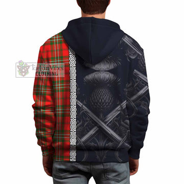 Langlands Tartan Hoodie with Family Crest Cross Sword Thistle Celtic Vibes