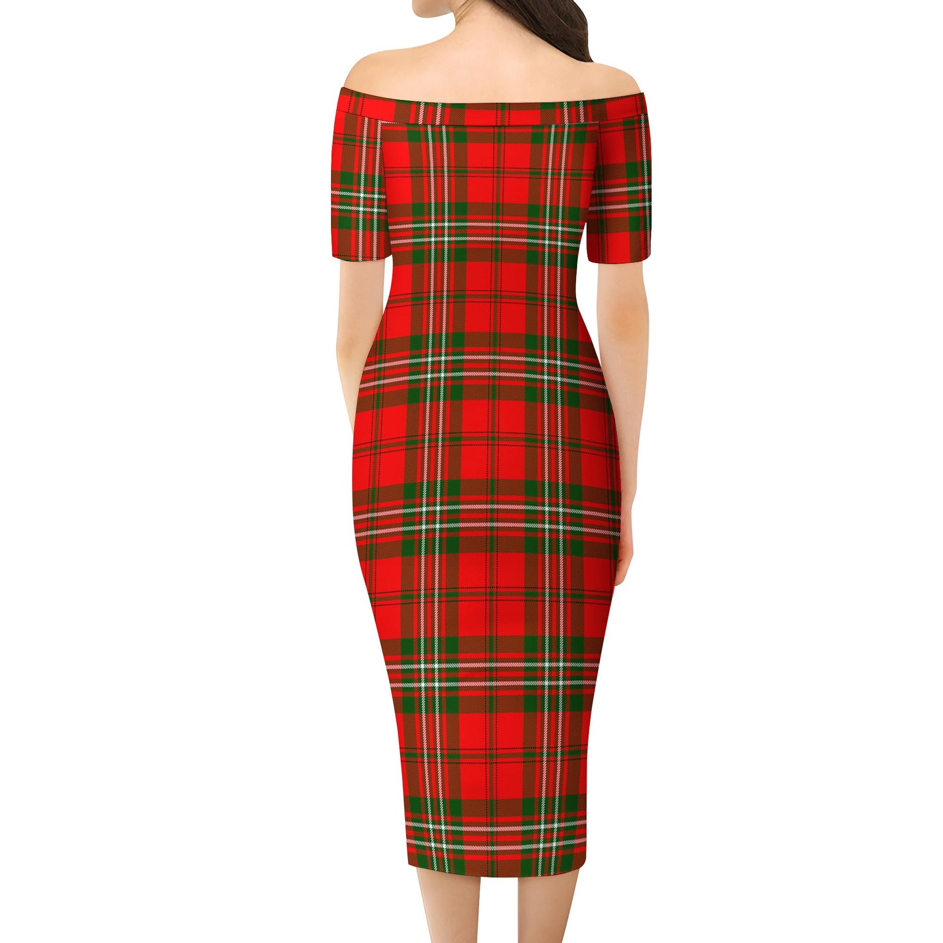 Langlands Tartan Off Shoulder Lady Dress - Tartanvibesclothing