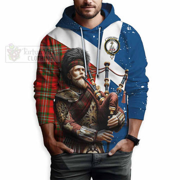 Langlands Tartan Hoodie with Family Crest Scottish Bagpiper Vibes