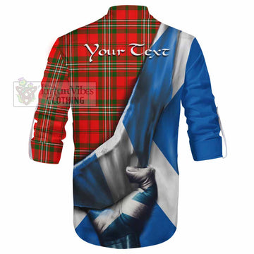 Langlands Tartan Ghillie Kilt Shirt with Family Crest Scotland Patriotic Style