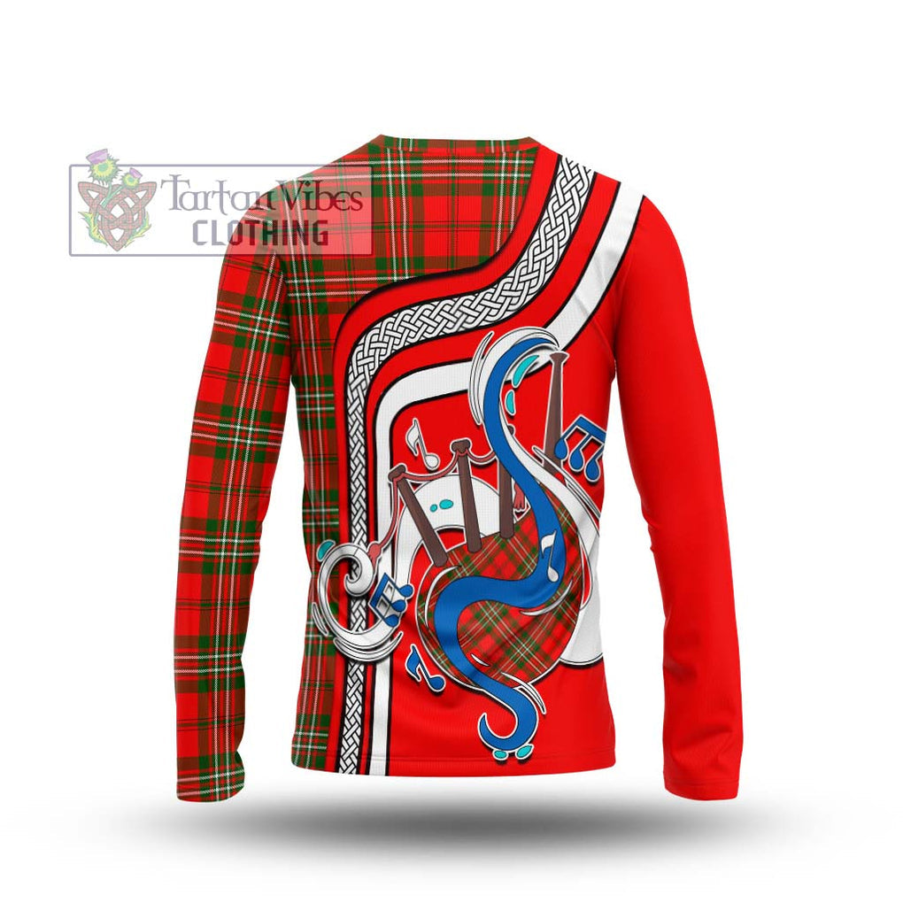 Tartan Vibes Clothing Langlands Tartan Long Sleeve T-Shirt with Epic Bagpipe Style