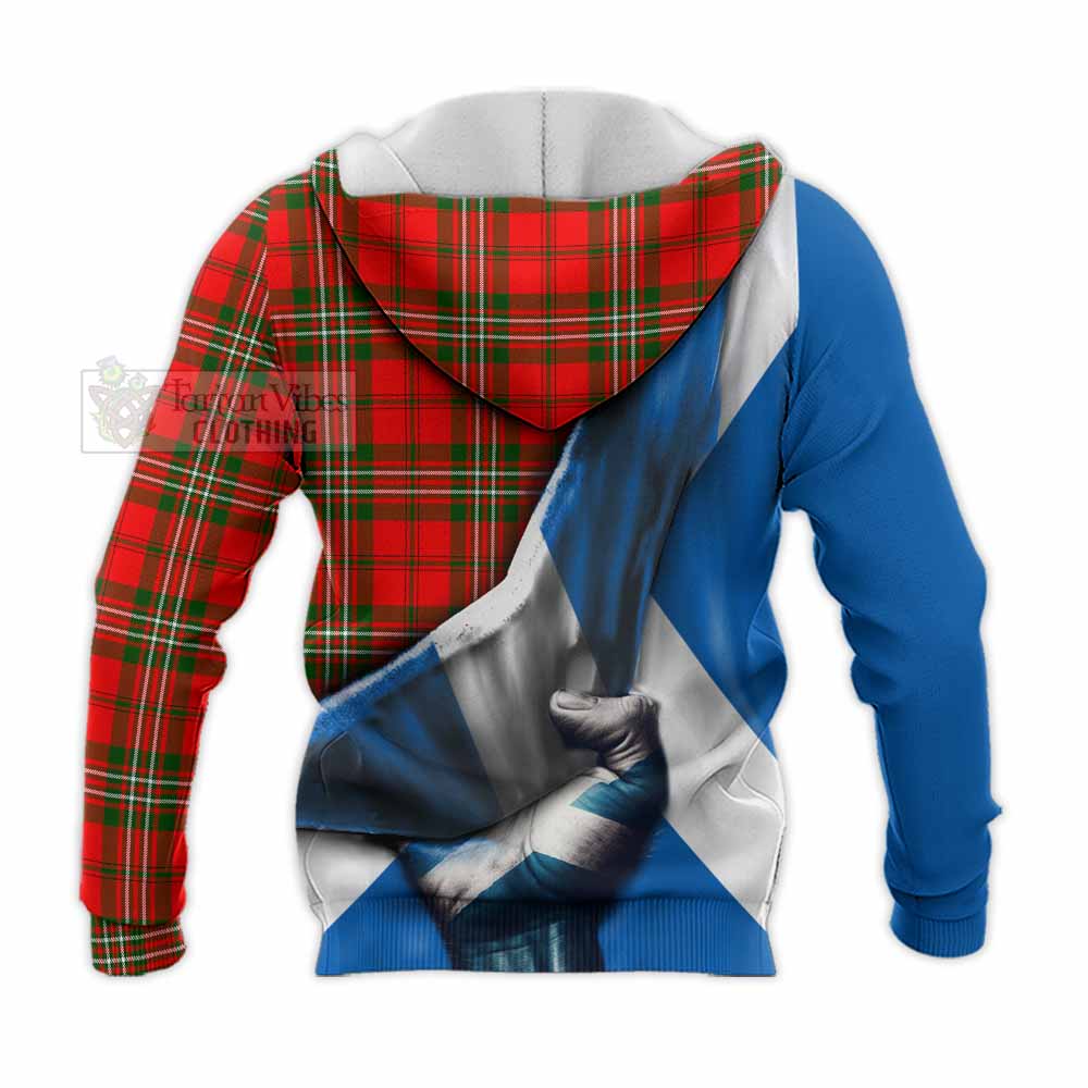 Tartan Vibes Clothing Langlands Tartan Knitted Hoodie with Family Crest Scotland Patriotic Style