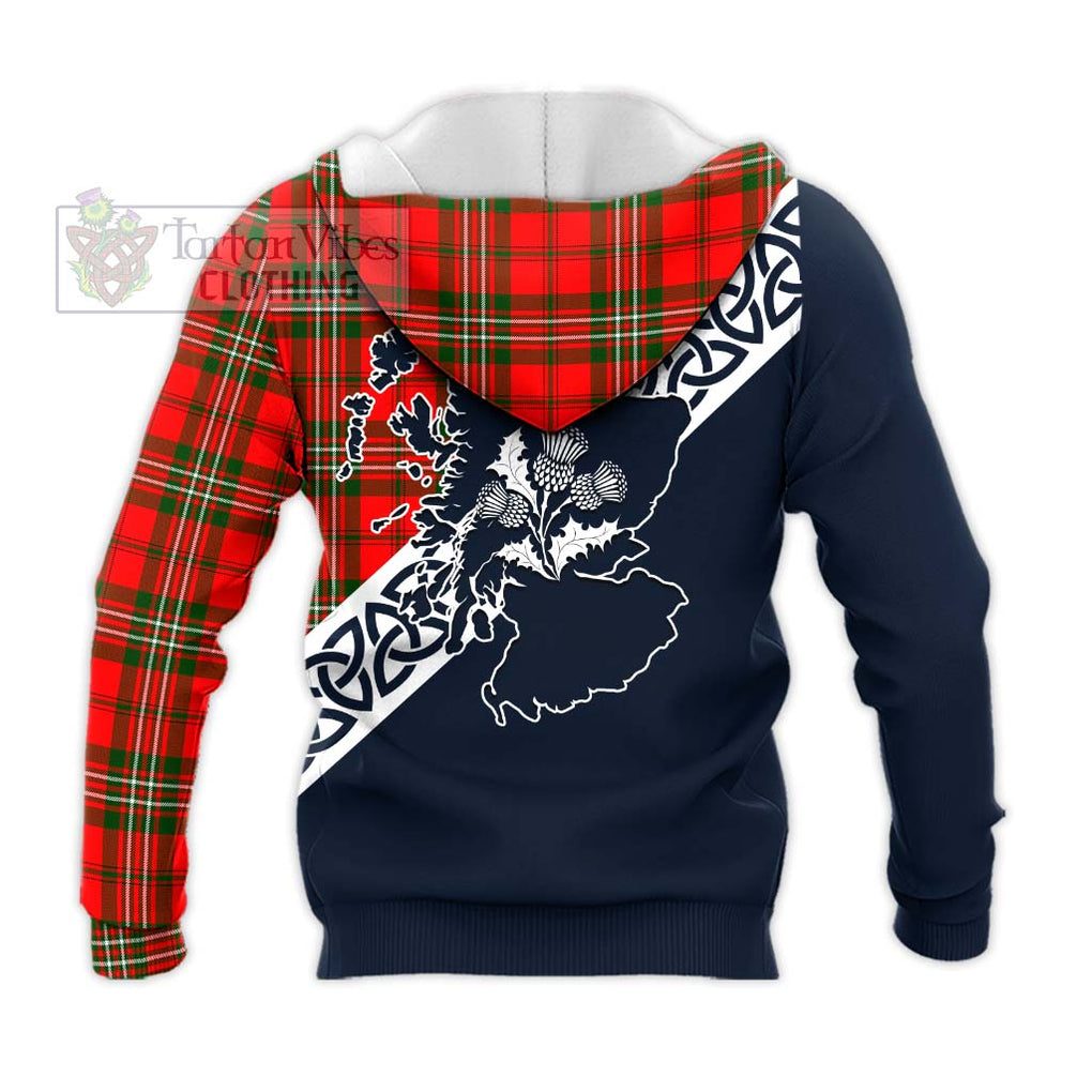 Tartan Vibes Clothing Langlands Tartan Knitted Hoodie Featuring Thistle and Scotland Map