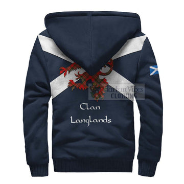 Langlands Tartan Lion Rampant Sherpa Hoodie  Proudly Display Your Heritage with Alba Gu Brath and Clan Name