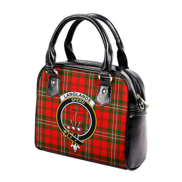 Langlands Tartan Shoulder Handbags with Family Crest