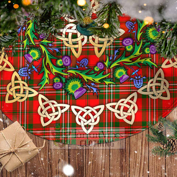 Langlands Tartan Christmas Tree Skirt with Thistle Celtic Knot Style