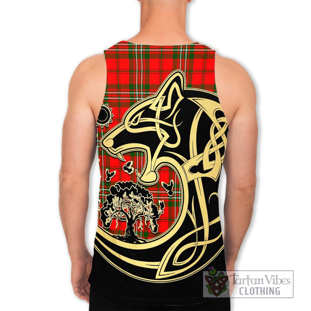 Langlands Tartan Men's Tank Top with Family Crest Celtic Wolf Style - Tartan Vibes Clothing