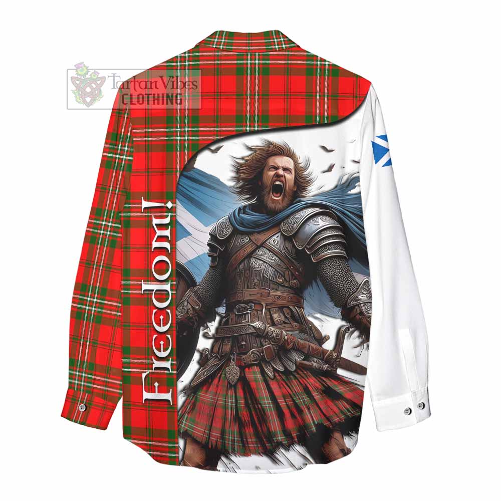 Tartan Vibes Clothing Langlands Crest Tartan Women's Casual Shirt Inspired by the Freedom of Scottish Warrior